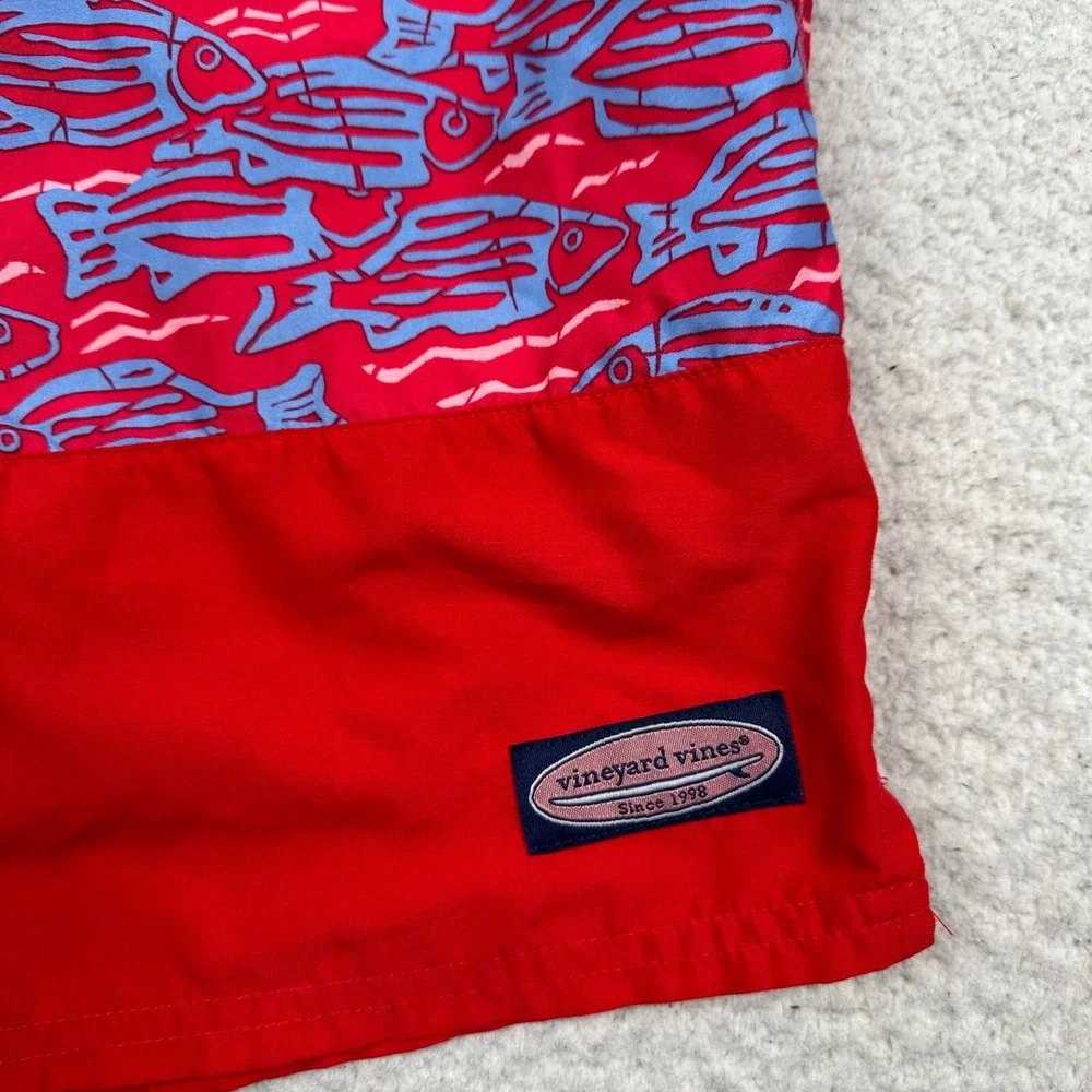 Vineyard Vines Shorts Mens Medium Chappy Swim Trunks Fish Drawstring Waist Lined